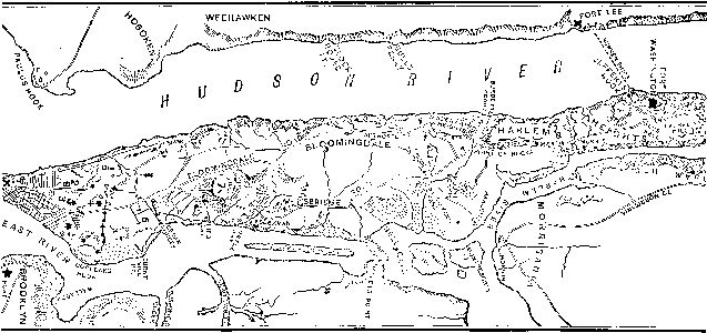 Map of Manhattan Island in 1776, Showing the American Defences