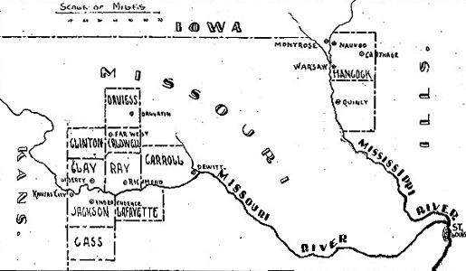 Map of Missouri and Illinois