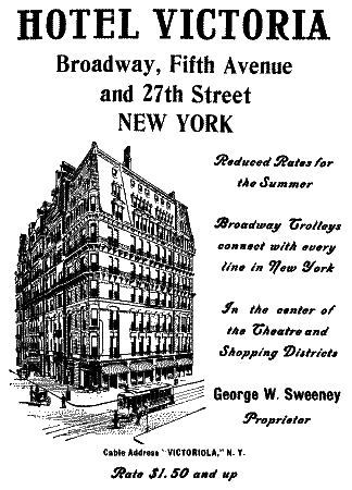 advert - Hotel Victoria, New York