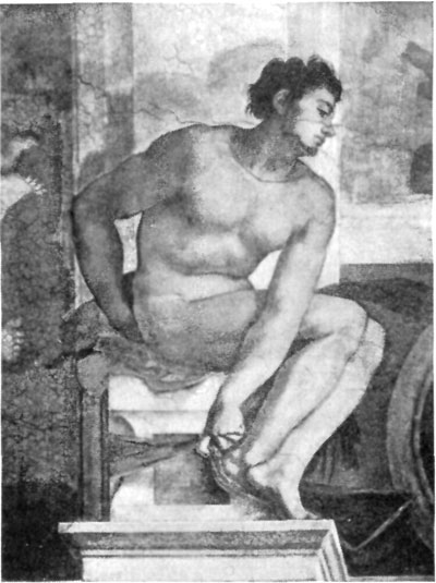 FIG. 40.—MICHAEL ANGELO. ATHLETE. SISTINE, ROME.