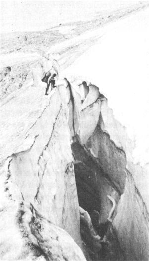 A CREVASSE IN TETON GLACIER

Crandall photo.