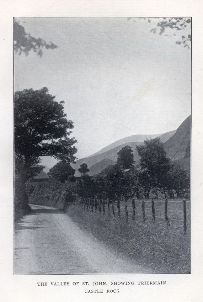 THE VALLEY OF ST. JOHN, SHOWING TRIERMAIN CASTLE ROCK