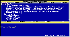 Stedman's Electronic Dictionary for DOS occupying half of 
WPDOS 5.1 window, with own menu and multiple colors