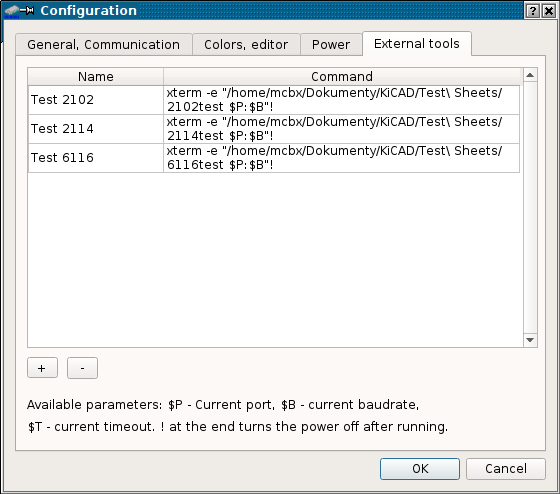 Config window External Tools